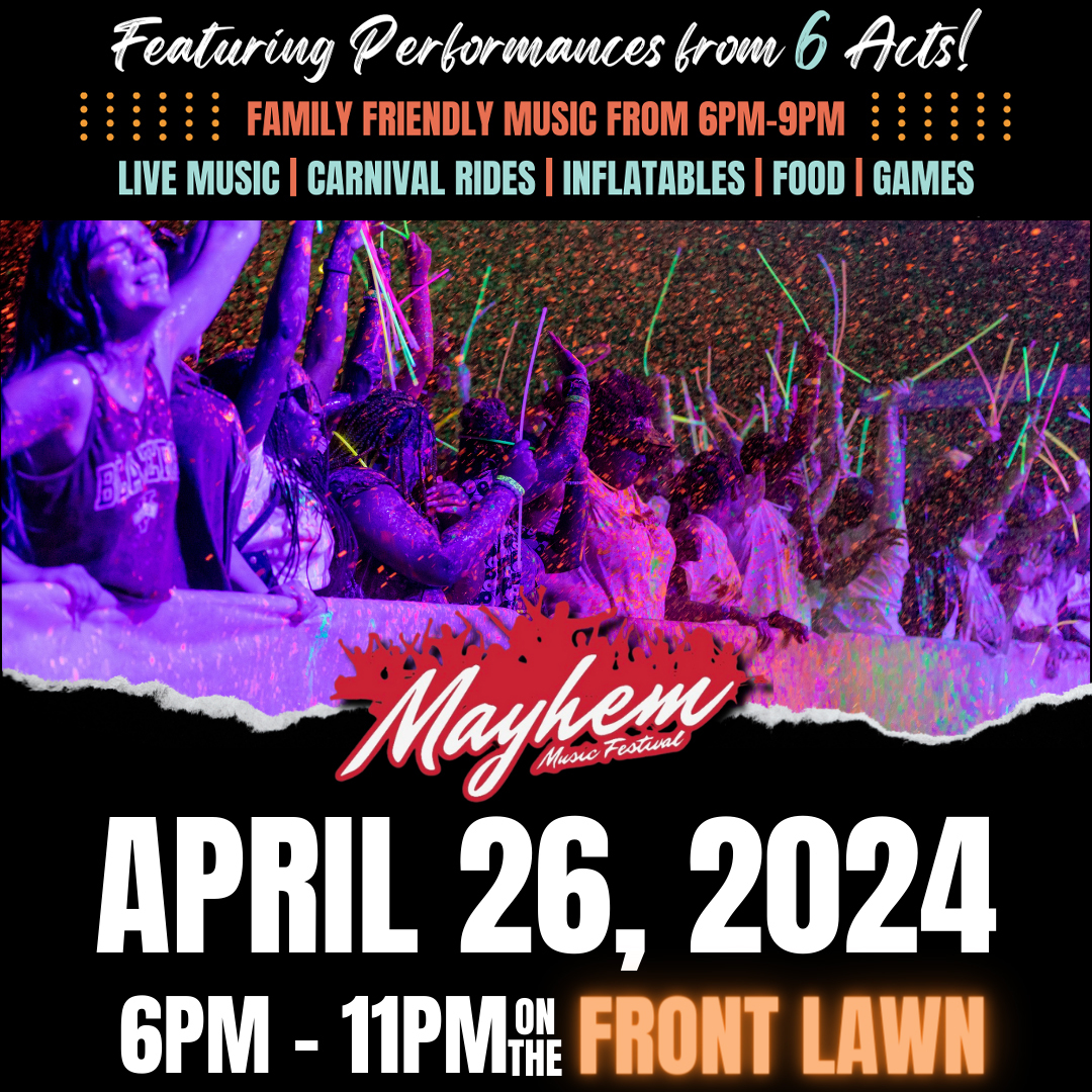 Tonight is the night!!! The Front Lawn is the place to be tonight at 6 p.m. for the Mayhem Music Festival. We'll see you there! bit.ly/3Ju0Xgj 🎵 #VState