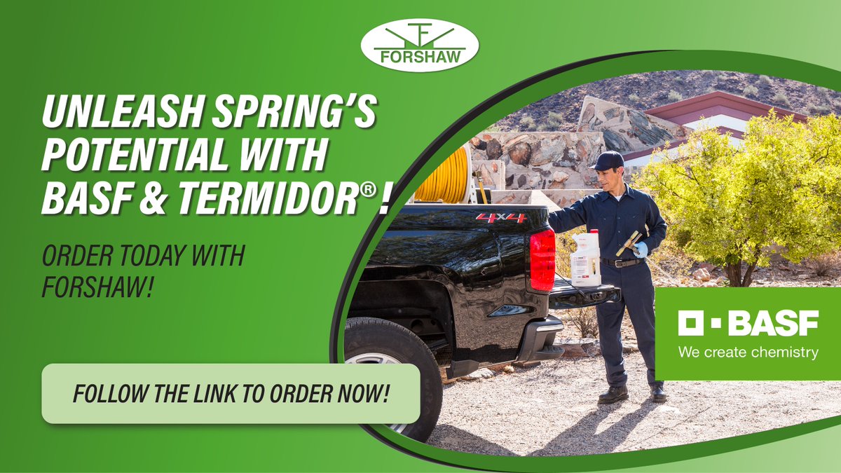 Termidor Spring Savings! Last Chance.
Now until the end of April, take advantage of BASF's Spring Termidor Promotion. Click the link below to see all that this promo has to offer through FORSHAW.
forshaw.com/springpromos20…

#FORSHAW #BASF #SpringTermidor2024 #pestmanagement