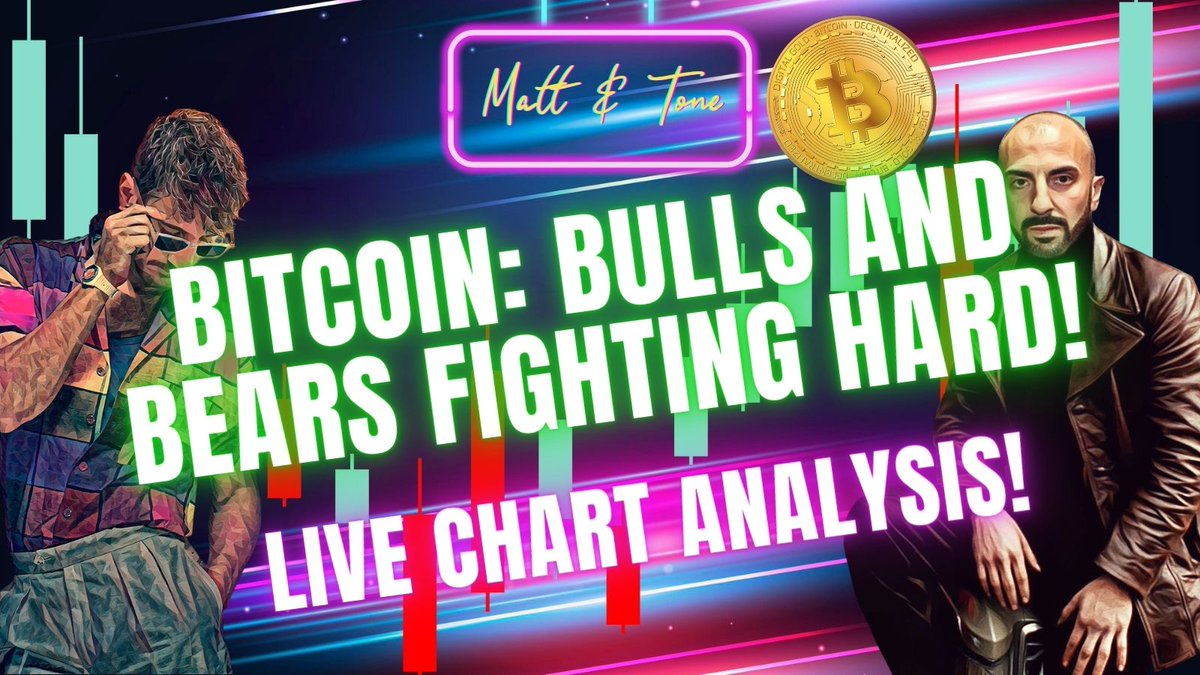 #BITCOIN: BULLS AND BEARS FIGHTING HARD! WHAT HAPPENS NEXT?! Let's get the thoughts of @AlphanumetriX & @ToneVays with their LIVE $BTCUSD Charts! 👉youtube.com/live/7PYHxV9DO…