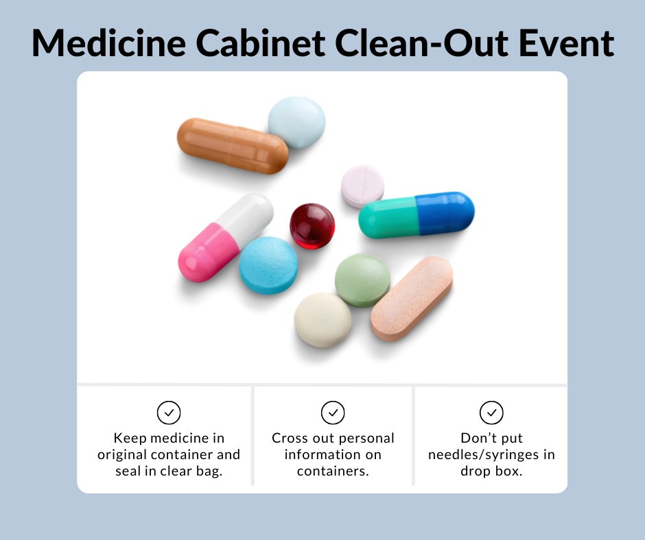 The WLSSD Household Hazardous Waste Facility is having a 'Medicine Cabinet Cleanout Event' today, April 26, from 8 a.m. - 4:30 p.m. Visitors can drop off unwanted medications during the day at 2626 Courtland St. During the event, please keep in mind the info on the below graphic.