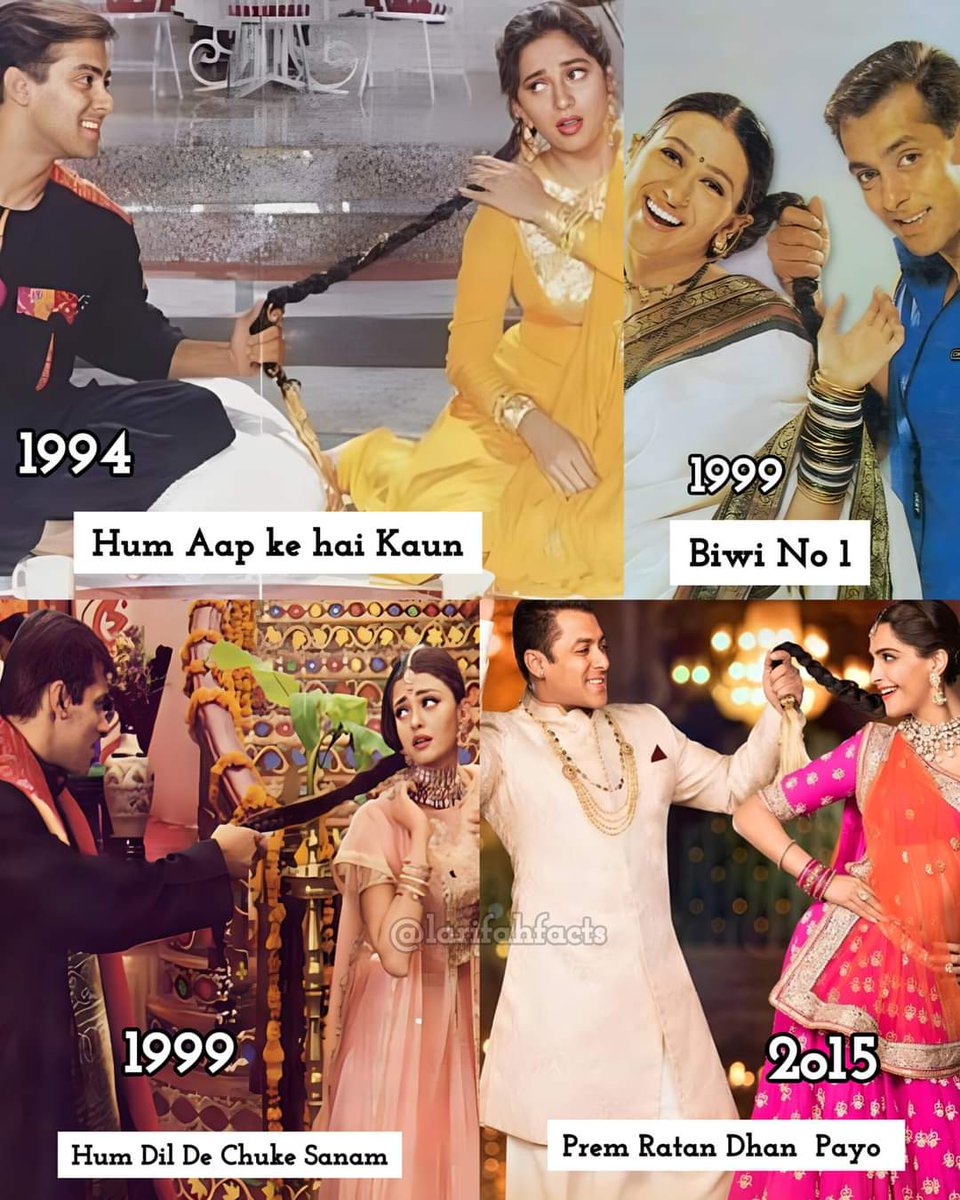 #SalmanKhan Hair Pulling Trends in Movies  With Madhuri Dixit , Karishma Kapoor , Aishwarya Rai and Sonam Kapoor!