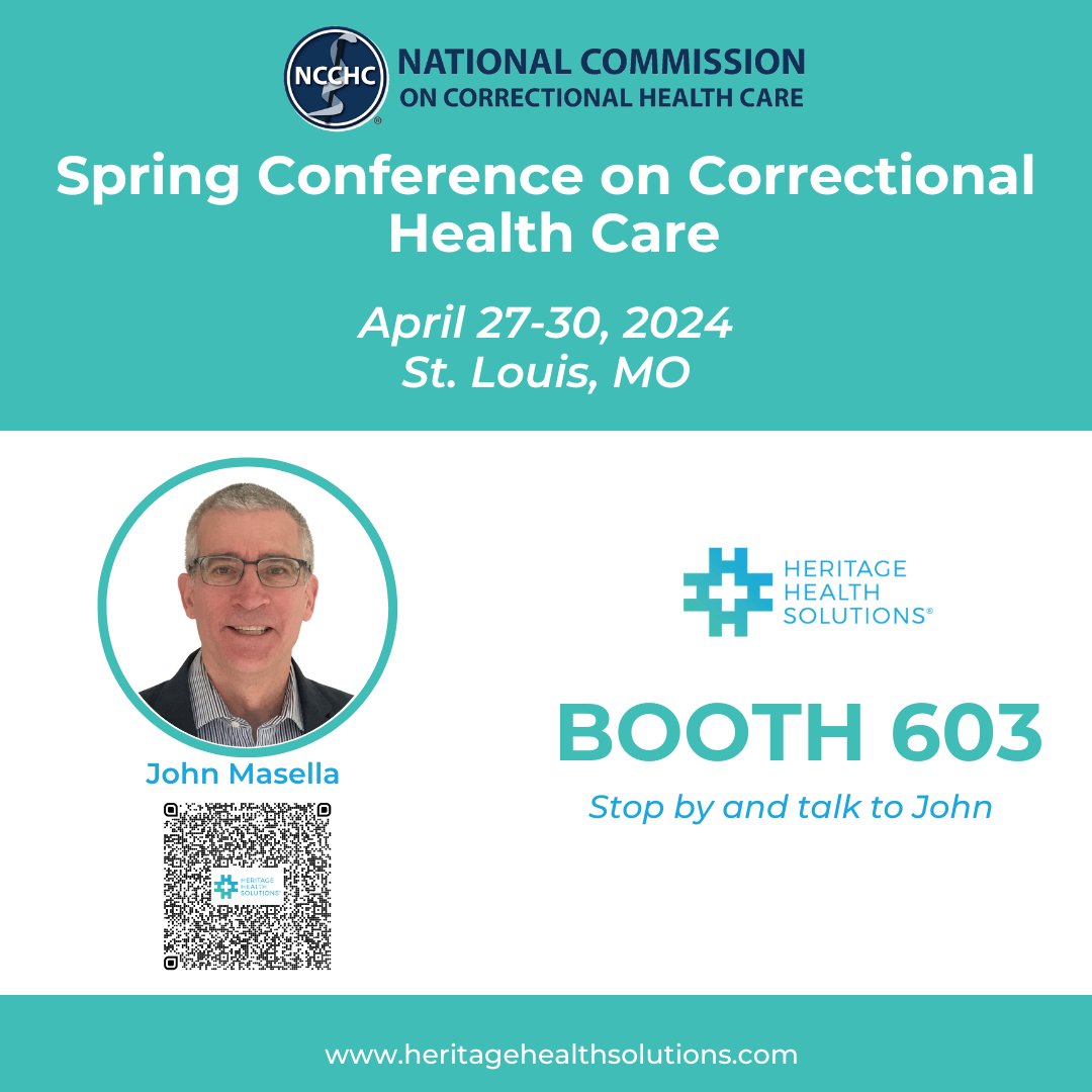 2024 is in full swing!  Are you looking for ways to SAVE money on inmate off-site medical care? 
John will be at the NCCHC Spring Conference 4/27 -4/30 and wants to discuss how we can help you FIND A BETTER WAY!
Stop by 𝐁𝐨𝐨𝐭𝐡 #𝟔𝟎𝟑 to learn more.  See you there!