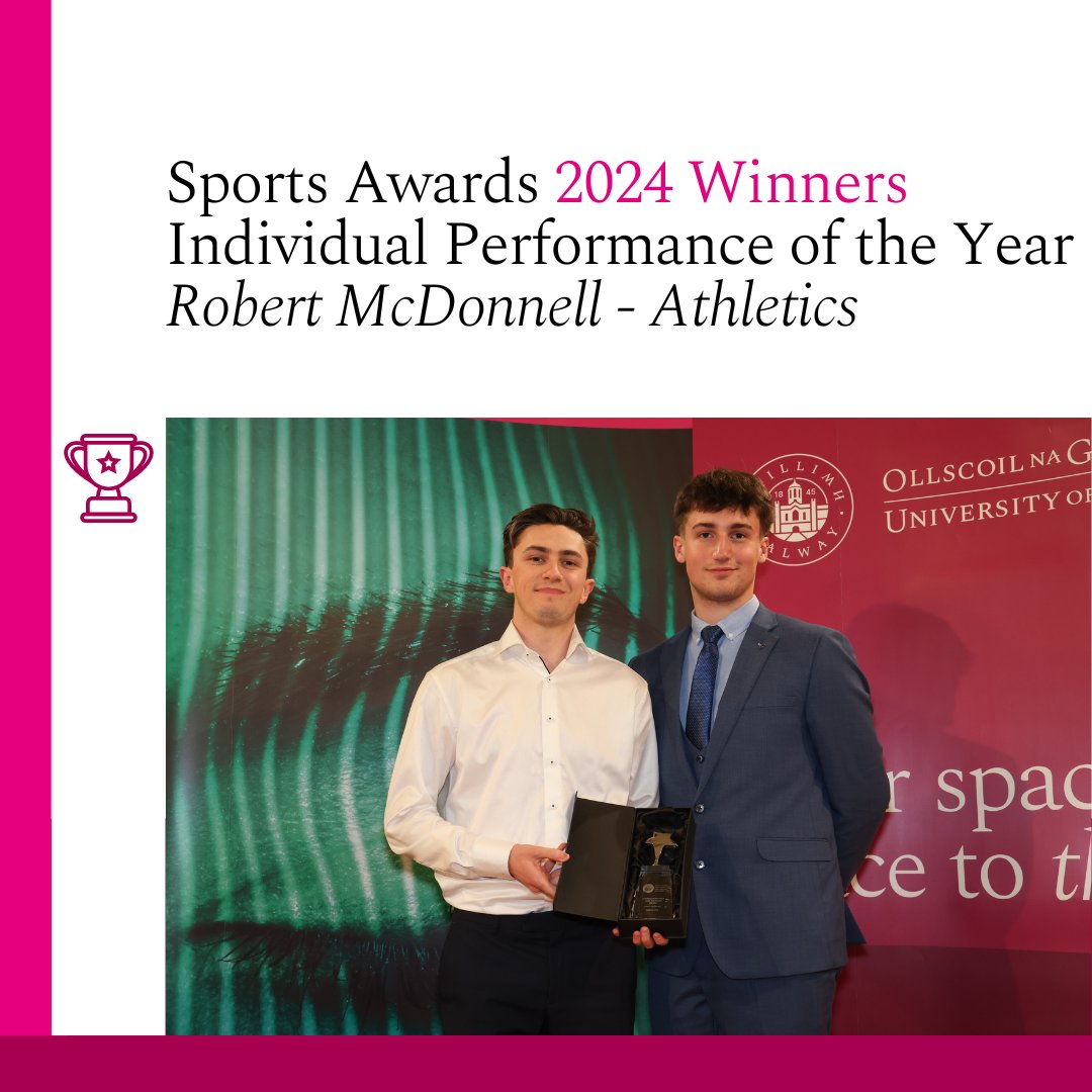 Robert McDonell from Galway City won the Individual Performance of the Year Award for his success in #Athletics at this year's #UniversityOfGalway #SportsAwards. Comhghairdeachas Robert 👏 Applications for #SportsScholarships are open until May 5th: ow.ly/L4UJ50RiZvZ