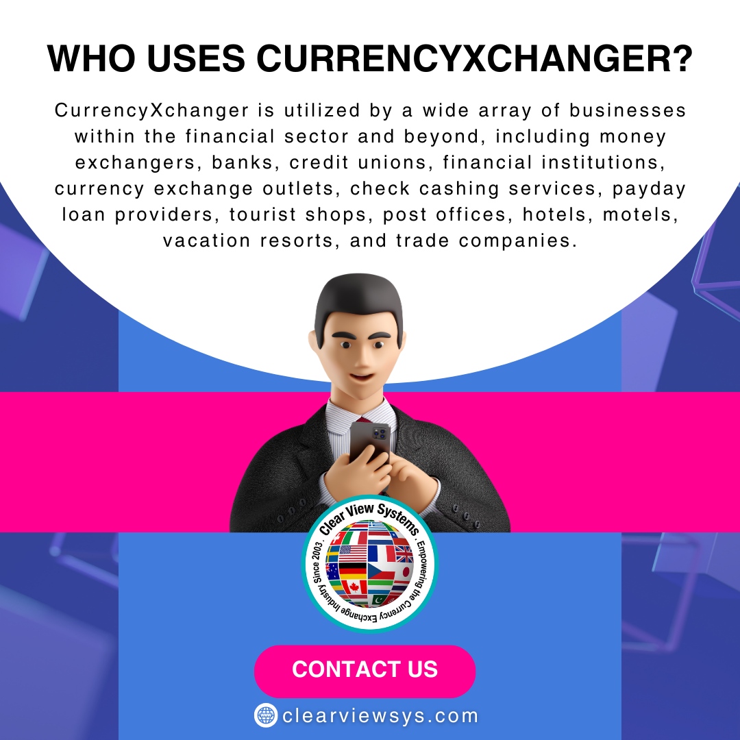 🌍 Join the league of financial leaders! 

From banks to tourist shops, CurrencyXchanger is the go-to solution for diverse businesses seeking excellence in currency exchange services. 💼💱 

🌐 clearviewsys.com

#ClearViewSystems #FinancialSolutions #FintechInnovation