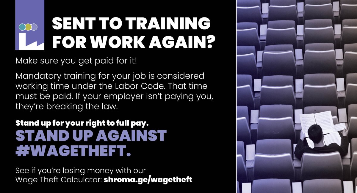 If a work task is mandatory, getting paid is mandatory! If your boss tells you to do something as part of your job – training, prep work, whatever – they must pay you for it. It’s stealing if they don’t. Calculate how much you might be losing here: shroma.ge/en/wagetheft-i…