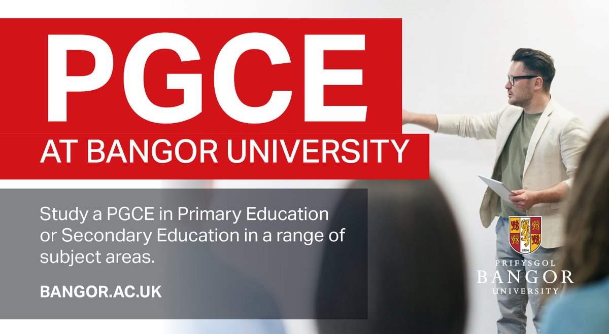 PGCE courses available at Bangor University starting this September. Apply now!  bangor.ac.uk/courses  #PGCE #Teach #Teacher #PrimaryEducation #SecondaryEducation