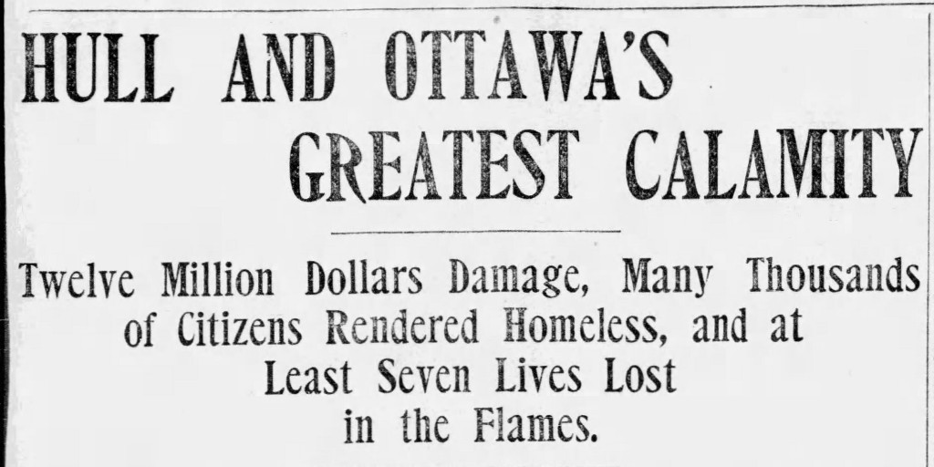 On April 26, 1900, a fire in Hull, Quebec, burned two-thirds of that city and jumped the river to burn about a fifth of Ottawa. 7 people died & an estimated 15,000 people were left without homes. Read this article in the @OttawaCitizen on our site: newspapers.com/article/the-ot…