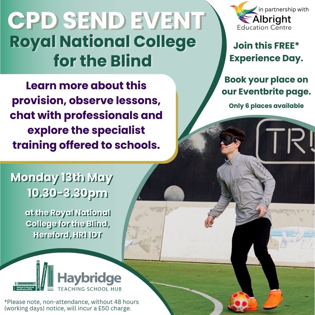 Visit the Royal National College for the Blind and learn all about the services it can provide to schools. Only 6 places available, so book early to avoid disappointment. eu1.hubs.ly/H08R3Fs0

#SEND #CPD #Sandwellteachers #Dudleyteachers #haybridgetsh #SENCo #blind