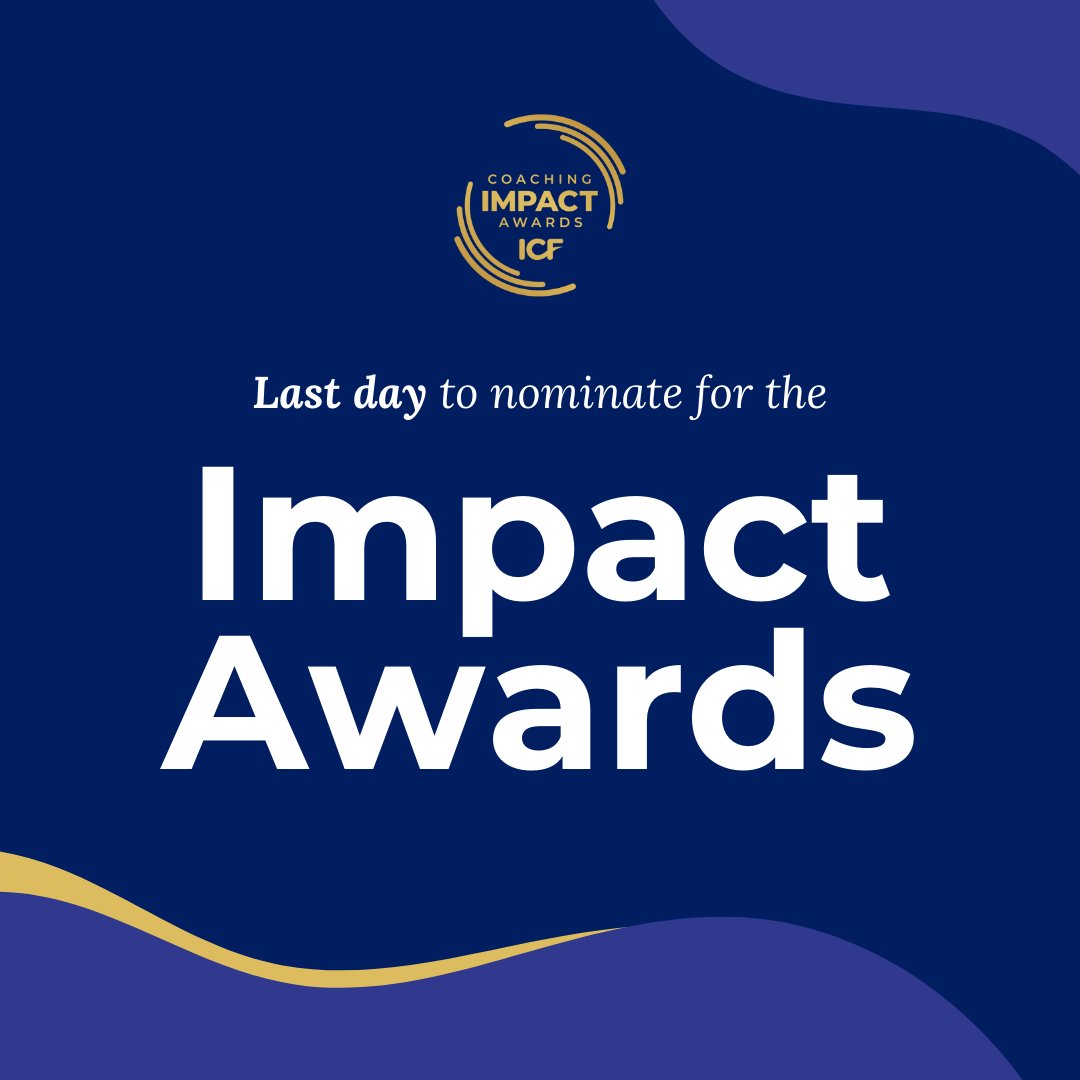 Today is the last day to submit 2024 Impact Award nominations! 🏆 Help us celebrate the best of the best in the coaching world and recognize the positive impact they're making in workplaces and communities worldwide. Visit coachingfederation.org/awards to submit your nomination.