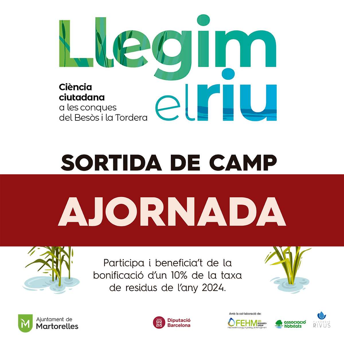 ❌ Ajornada la Sortida de camp del projecte 🏞️ Llegim el riu de demà

⛈️ Per la previsió de pluja
📣 Us informarem de la nova data

#LlegimElRiu #Riu #BesòsTordera #Ciència