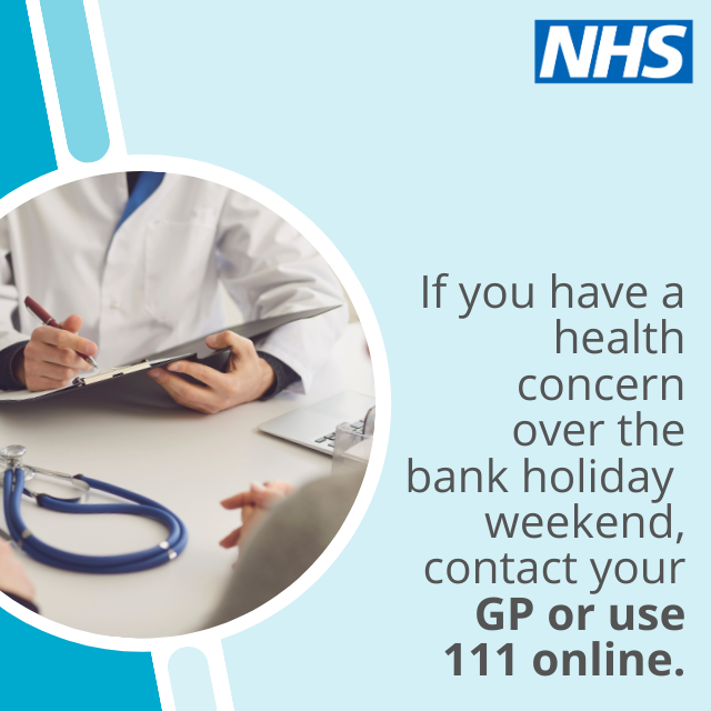 Some GP services will be available over the bank holiday weekend.
If you have a health concern, contact your GP practice or use NHS 111 online for urgent medical help.
#Taptheapp #NHSapp