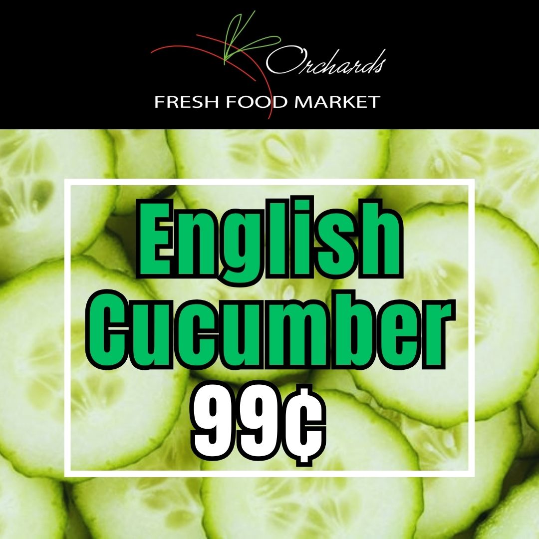 English Cucumbers are on sale for 99¢! While Supplies Last or until Monday April 29th, 2024! #cucumbers #SaleAlert #ontarioproduce #onlyatorchards #wherefreshcomesfrom