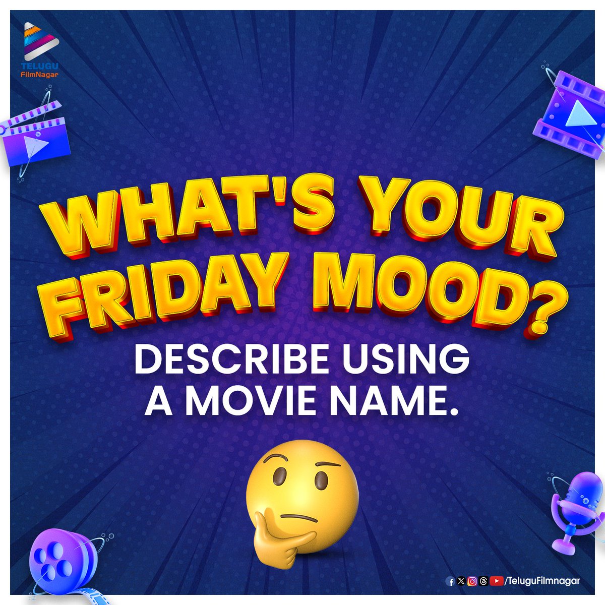 #TFNTalks: Tell us your Friday mood using a Film title 🎞️

#Tollywood #TeluguFilmNagar