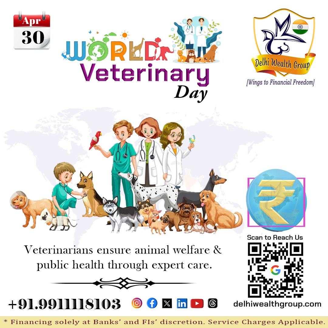 World Veterinary Day!
#worldveterinaryday #worldveterinaryday2024 #DWSPL #delhiwealthgroup #financeconsultant #loanservices #consultancyservices #financeadvisor #workingcapitalloans #projectfinance #financialservices #homeloans #housingfinance #loanagainstproperty #msmeloan