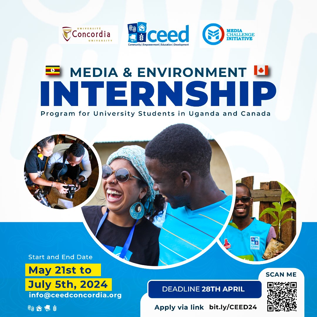 We have a Media & Environment Internship opportunity for university students in #Uganda 🇺🇬 and #Canada 🇨🇦 Deadline : 28th April, 2024 Apply here 🔗 form.jotform.com/240986167239266