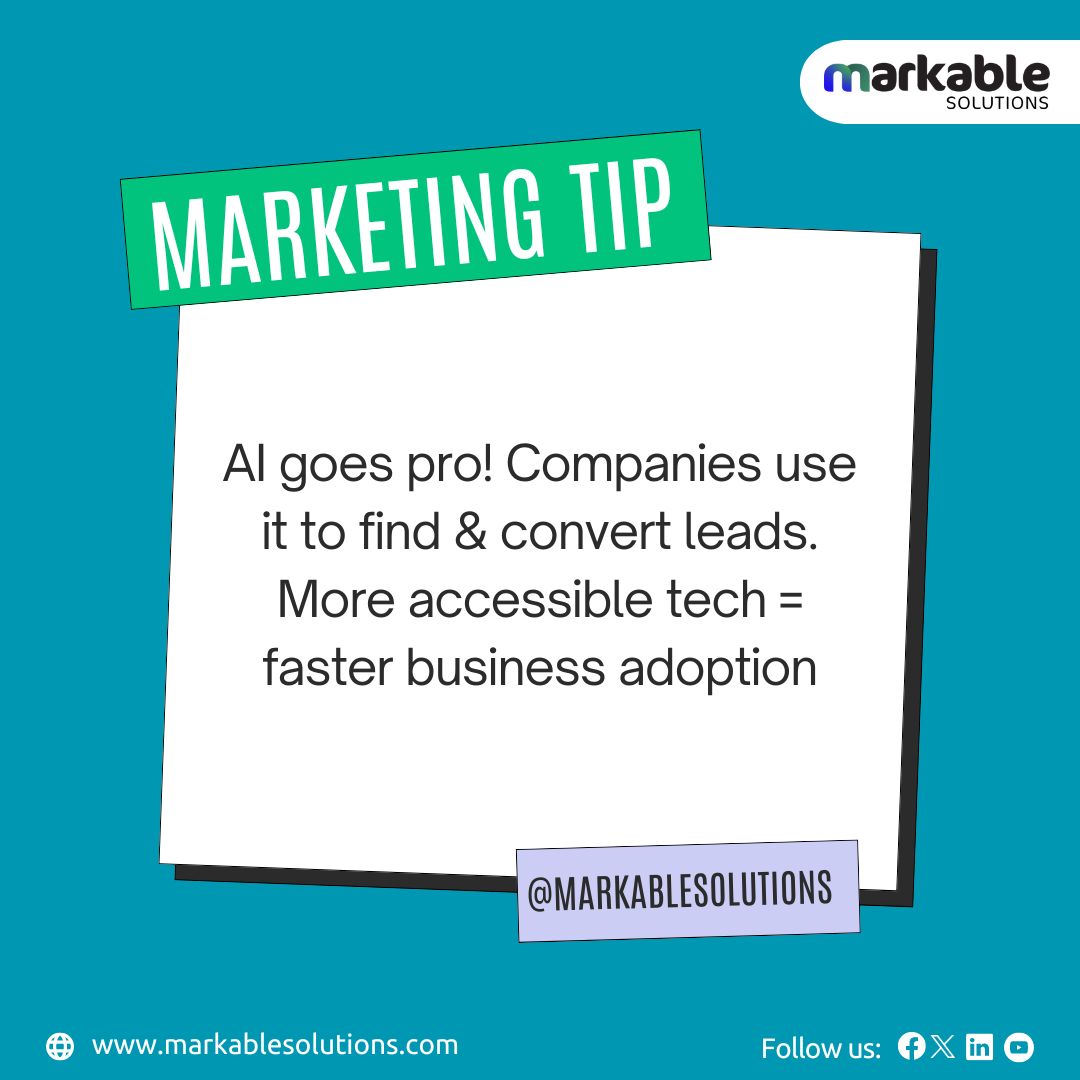 AI is Booming in Business!
Companies are using AI to find and convert leads, and with more user-friendly tech, it's spreading faster than ever. #AI #LeadGen #BusinessTech #Markablesolutions #B2bLeadGeneration