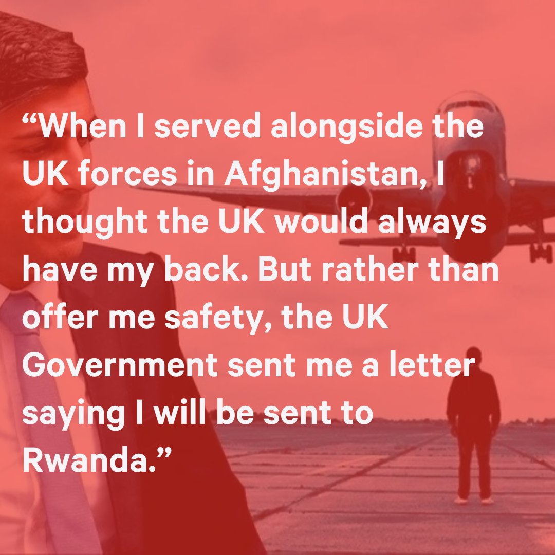 A refugee from Afghanistan, who served alongside the British Army, has started a petition to stop flights to Rwanda after being told they would be deported. Read more about their story and sign their petition at change.org/StopTheRwandaF…