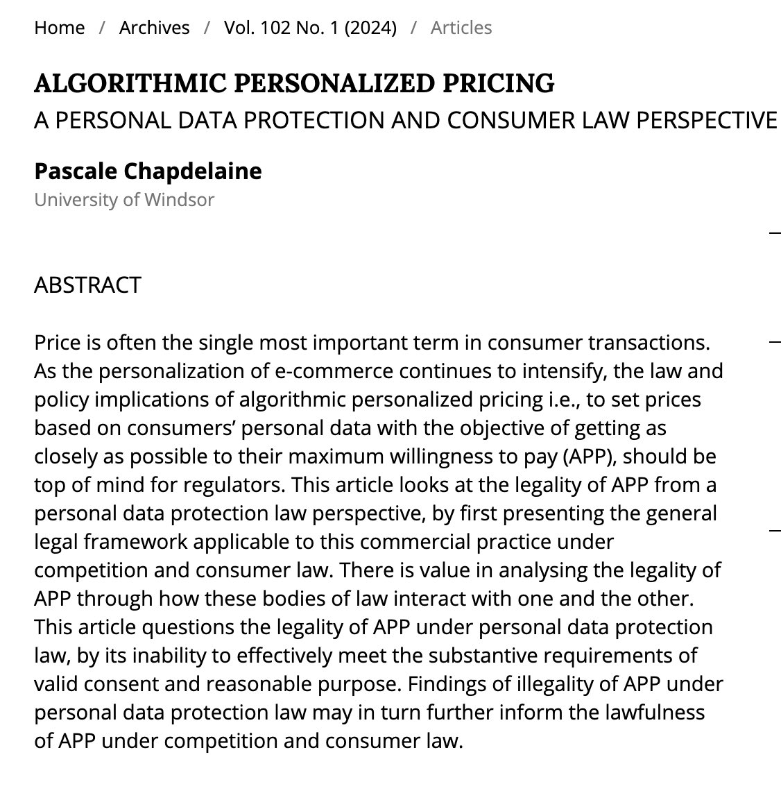 @PascaleChapdel1 on Algorithmic Personalized Pricing, #dataprotection and #consumerlaw protection in @CBA_News Review
cbr.cba.org/index.php/cbr/…