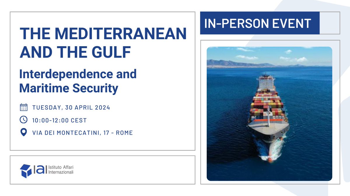 The Mediterranean and the #Gulf are interconnected in terms of trade, energy and underwater internet cables. 📅On 30/04 join our event aimed at stimulating a strategic dialogue with a view to shared understanding and pragmatic cooperation Book your seat👉 loom.ly/4AQxNiQ