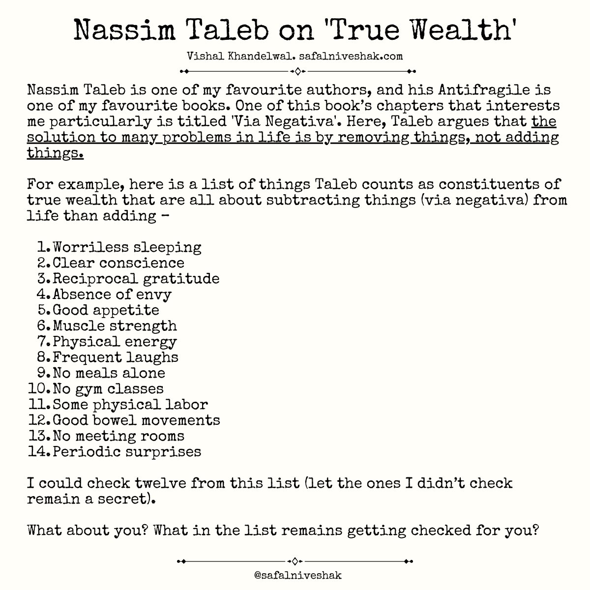 True wealth, according to @nntaleb