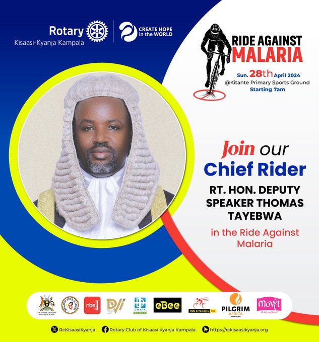 Rt. Hon. @Thomas_Tayebwa , Deputy Speaker of @Parliament_Ug , will lead the pack as Chief Rider for the #RideAgainstMalaria event at Kitante Primary School this Sunday. 
@RcKisaasiKyanja  
@FunCyclingUg
 | @MalariaFreeUG30
#NBSportUpdates