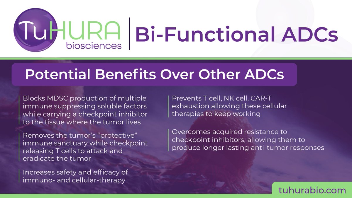We believe our bi-functional ADCs have the potential to overcome the current challenges of acquired resistance to #immunotherapies. Learn more here: bit.ly/3ti2otT  

#BifunctionalADC #AntibodyDrugConjugates #ImmuneResponse #TumorMicroenvironment