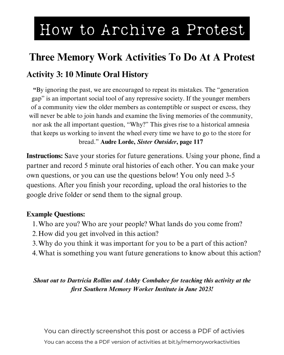 iHPSouth's tweet image. How to Archive a Protest Part 2. Here are some memory work activites anyone can do to preserve their protest movements. Let us know if you use these to document a protest!

You can access the a PDF version of activities at bit.ly/memoryworkacti…