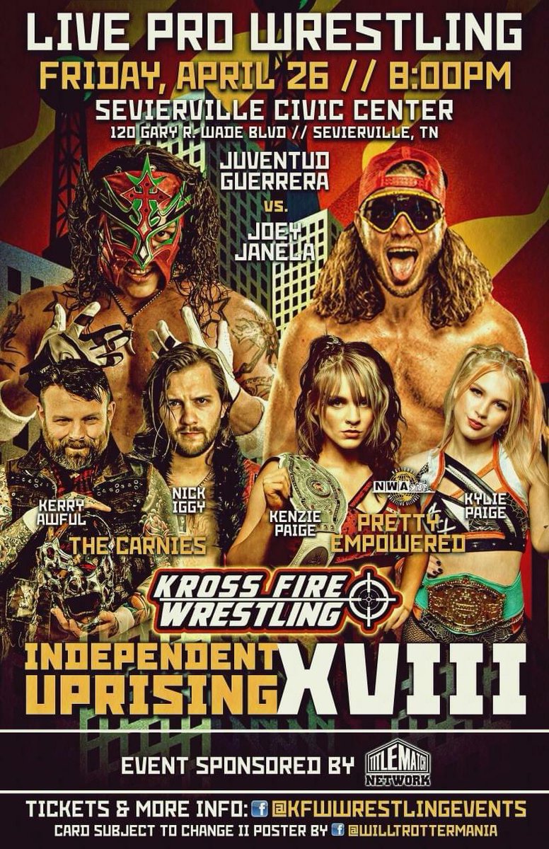 If you love wrestling and live in East Tennessee you have no excuse to not come out to @KfwTn This is going to be absolutely insane.