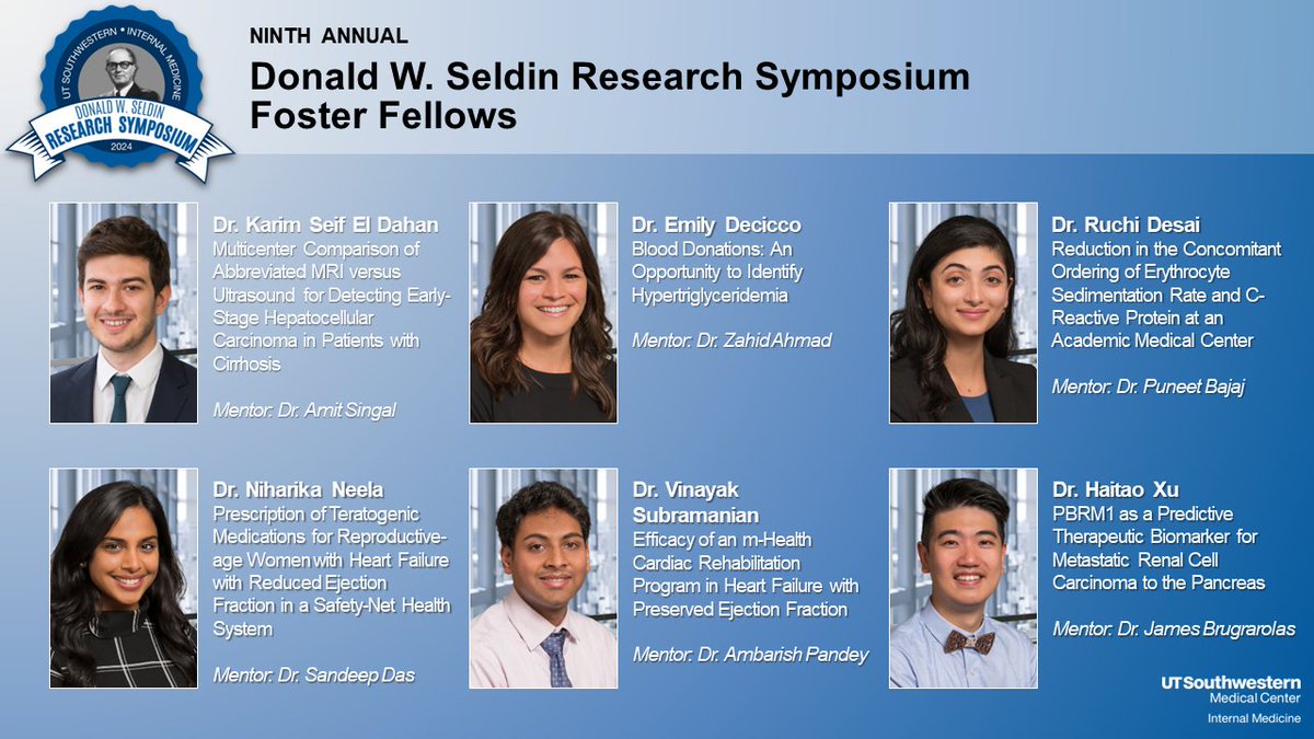 We conclude our Ninth Annual Donald W. Seldin Research Symposium with presentations by the Foster Fellows. #SeldinSymposium2024 @thomasjwang1 @UTSWMedCenter @UTSWIMchief @UTSW_IMResRsrch