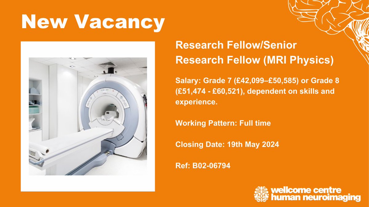 📢 New Vacancy: Research Fellow/Senior Research Fellow (MRI Physics) Are you interested in developing the next generation of tools for naturalistic neuroimaging? Join our highly collaborative Physics Group now! 🗓️ Closing 19 May 2024 Apply here! 👇🔗 fil.ion.ucl.ac.uk/about/vacancie…