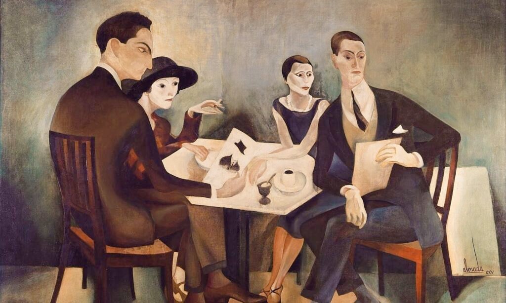 🪻🕊🪻Peaceful Thursday🪻🕊🪻 'Phrases like 'the team spirit' are always employed to cut across individualism, love and personal loyalties.' Muriel Spark Jose de Almada Negreiros ( 1893-1970 ) Self-portrait in a Group 1925