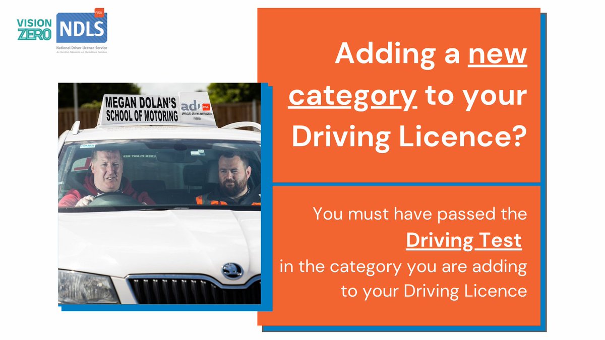 Adding a new category to your Driving Licence? You must have passed the driving test in the category you are adding to your licence ✅ 🔗 ndls.ie/licensed-drive…