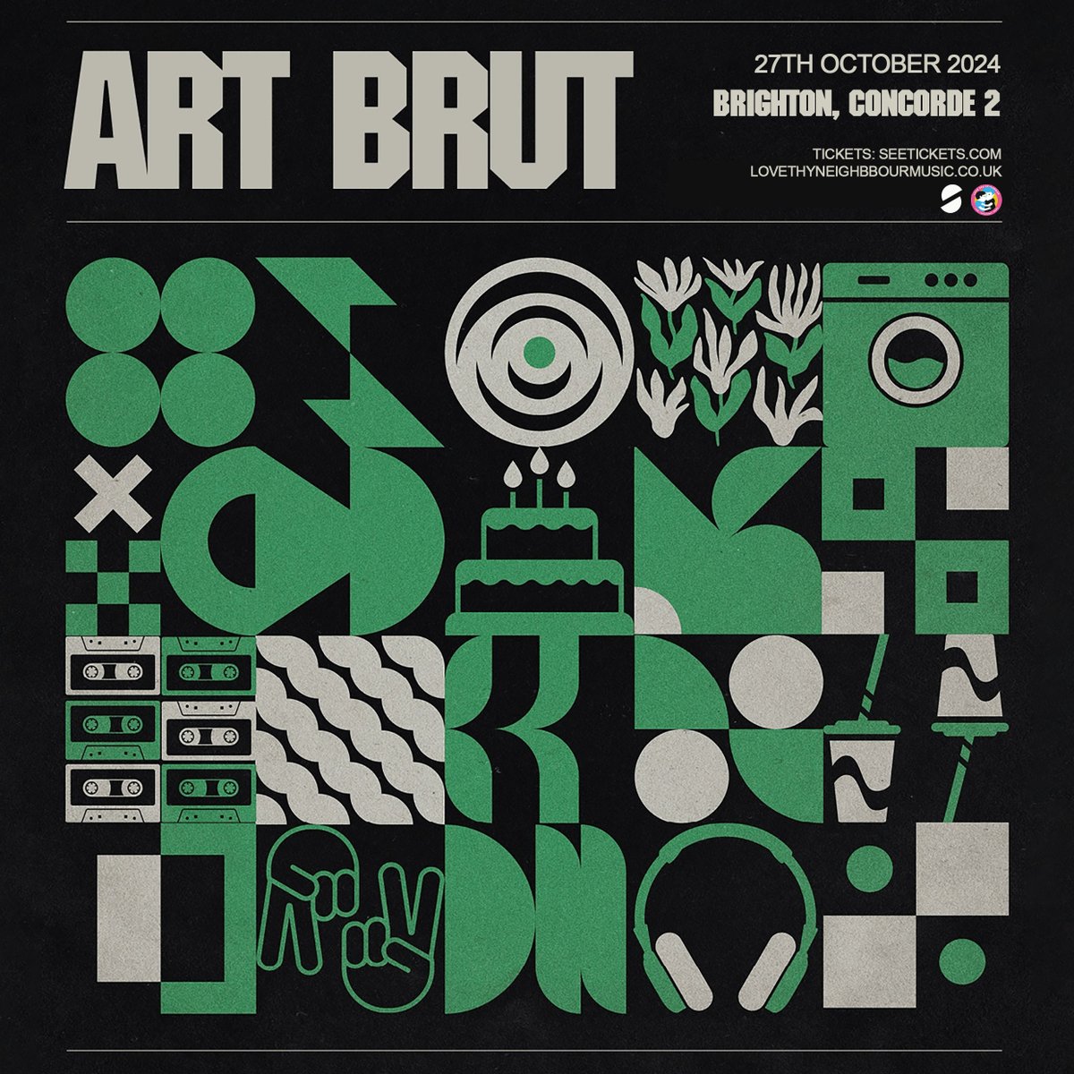 🌶New show!🌶 @Art_Brut_ return with a new LP for the first time in 7 years and bring their distinctive poppy post punk to Brighton in October! 📆 27/10 🏛 @concorde_2 🎫 @seetickets or our website