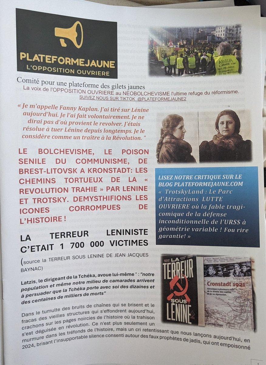 Ce #1erMai, oubliez le muguet 🌿, on distribue du savoir! 🎉 Notre brochure GRATUITE de 8 pages est là pour le #1mai pour faire du grand ménage. L'esprit de Fanny KAPLAN fait son comeback! 🛠️ Fêtons la fête du travail avec une révolution des esprits! @GJaunes  @_Gilets_Jaunes_