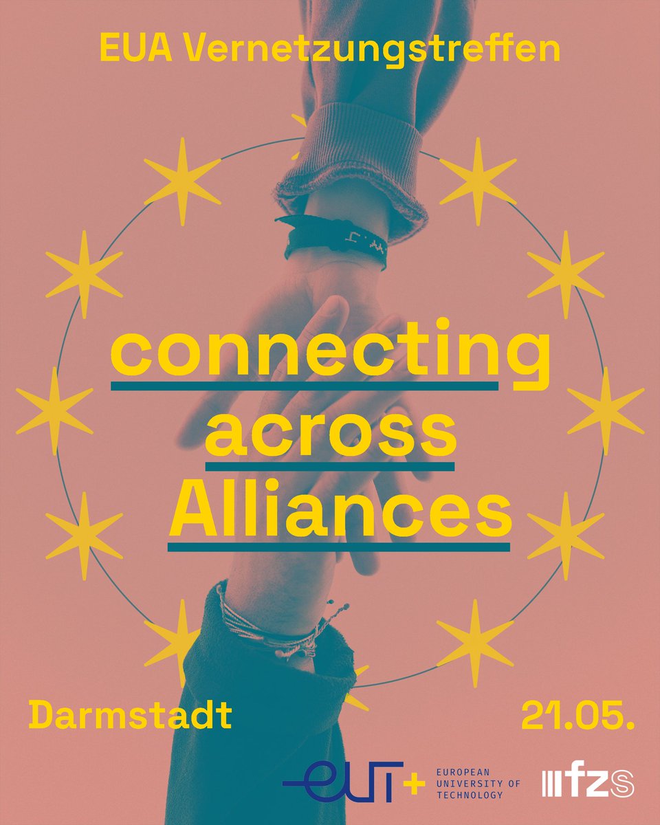Das erste bundesweite Präsenz-Vernetzungstreffen für studentische Vertreter*innen aller Allianzen kommt! Am 21.5. in Darmstadt in Kooperation mit @EuropUnivTech & dem AStA HS Darmstadt. Jetzt anmelden: fzs.de/termin/eua-ver…