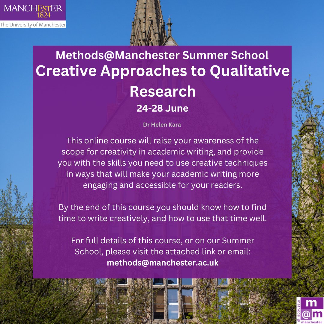 Methods@Manchester (@methodsmcr) on Twitter photo Are you #qualitative #PGR who wants to explore more #creative approaches to data collection and analysis? Our team of <a href="/morgancentre/">Morgan Centre @morgancentre.bsky.social</a> experts support you in putting creativity and imagination at the heart of your practice. More info about our #summerschool course on our website. Are you #qualitative #PGR who wants to explore more #creative approaches to data collection and analysis? Our team of <a href="/morgancentre/">Morgan Centre @morgancentre.bsky.social</a> experts support you in putting creativity and imagination at the heart of your practice. More info about our #summerschool course on our website.