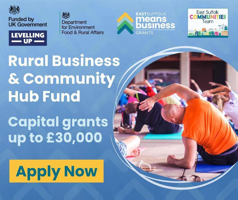 Are you a VCSE group or business looking to create or enhance a central hub for the local community?

@EastSuffolk Council is now inviting grant applications of £15k - £30k from community groups in East Suffolk to do just that.

Find out more: buff.ly/3pOWXR3  @CASuffolk