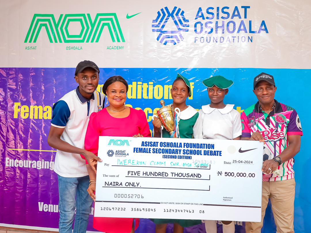 🏆 Congratulations to Iwerokun Community Senior High School, the champions of the 2nd Asisat Oshoala Inter-School Debate Competition! 🎉 

 ⭐️What an incredible day empowering girls through sports, leadership, and life skills education. 

#SchoolProject #EmpoweringGirls