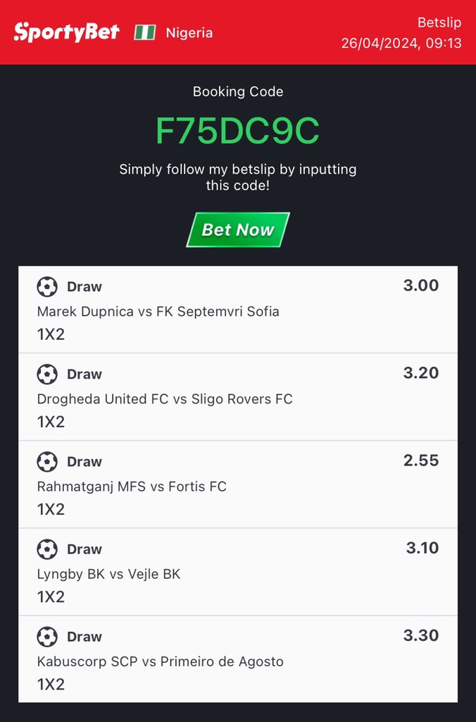 5/5 - F75DC9C - 250 odds @walter_Carter1 @TayeloluJNR @FarindokiOmar @TheFtXMaestro @DRAWMAESTRO @MistaFelix_ @XclusiveBET95_ @COBYTIP @thekozykid @FemzyGreenLand @jeffre__ @MizBee30 @general_mayor11 @_kennyblaze1391 @officialmoore7 @general_mayor11 @focustip_ @WOLEZZY1…