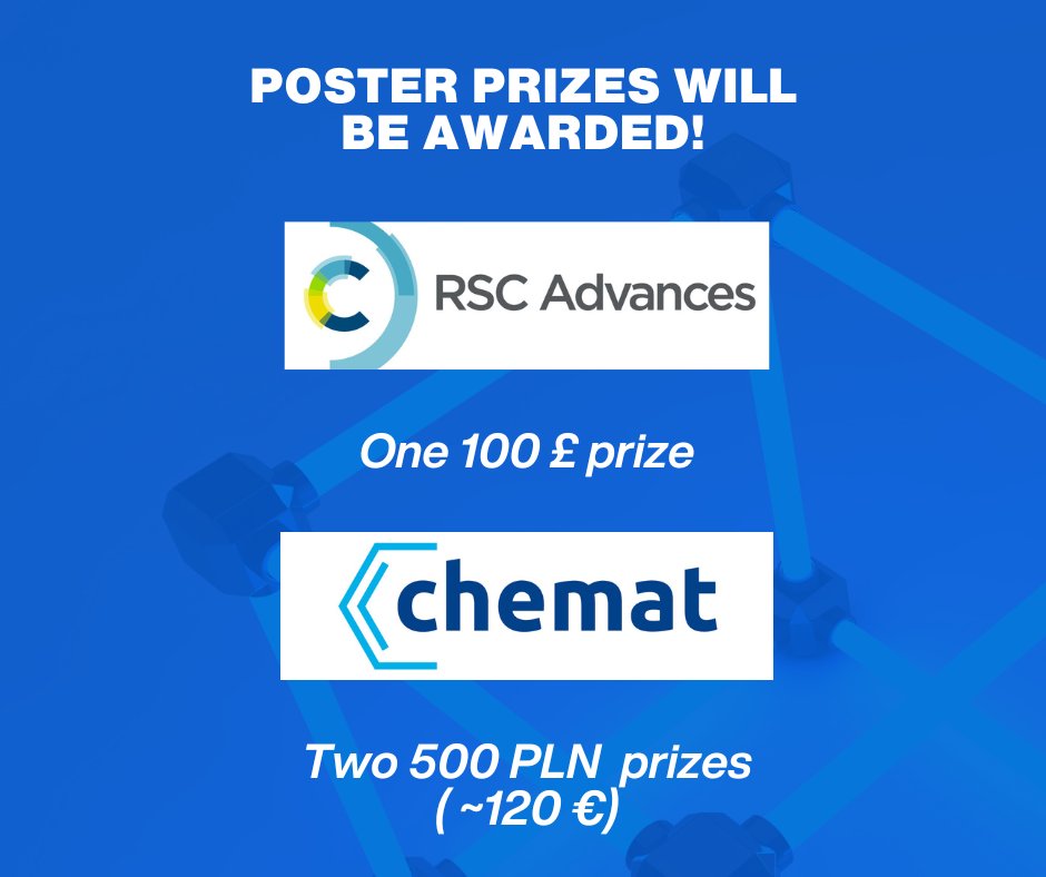 We are awarding poster prizes at our Symposium! 🏆These prizes are kindly funded by @RSCAdvances and chemat.com.pl