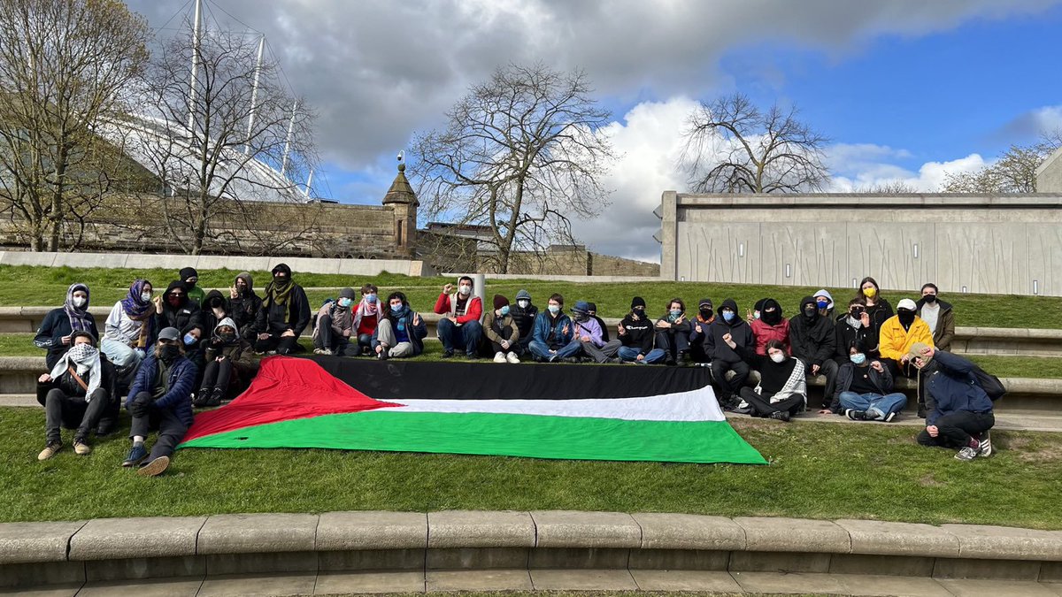 BREAKING: Anti-genocide activists have set up Gaza Solidarity Camp Scotland at the Scottish Parliament, demanding an arms embargo, divestment and end to UK complicity with genocide. 1/2