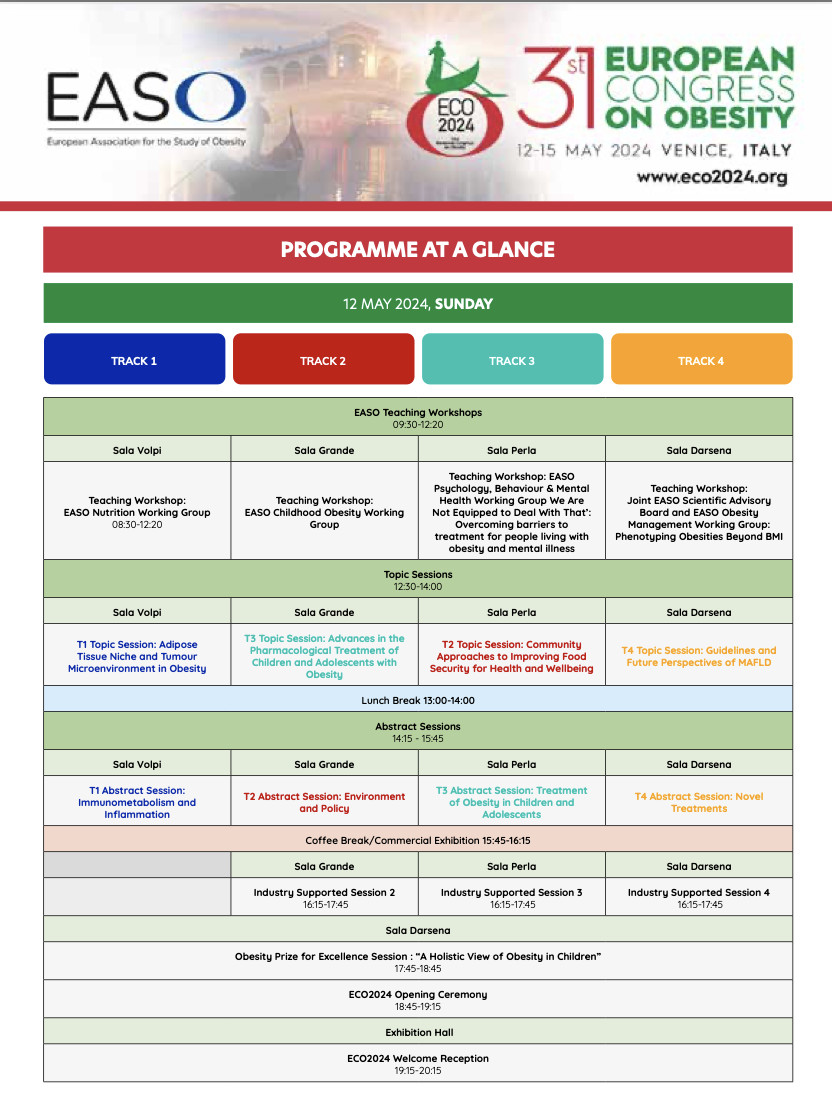 We have a packed agenda for #ECO2024, 12-15th May. 👉 Register, connect, collaborate. Take a peek at our teaching workshops and scientific and educational programs! eco2024.org/?p=home @ECPObesity @DrVolkanYumuk @EASOPresident #obesity
