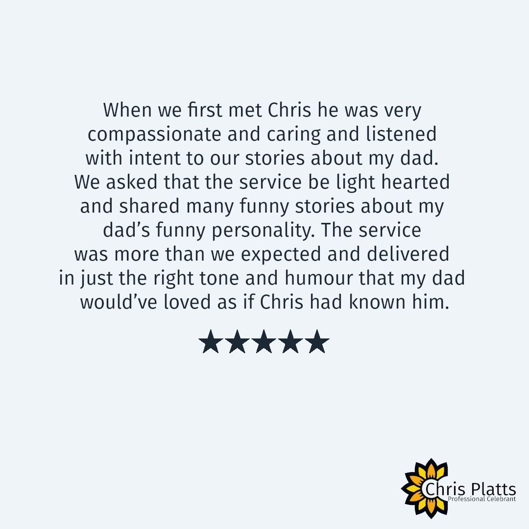 #feedbackfriday I wanted to express my gratitude for the incredible feedback I received. Check them out at buff.ly/496RrLi
#funeralservices #funeralceremony #celebrantservices #memorialservice #funeralplanning #funeraldirector #funeralcelebrant #funeralhome #celebrantblog