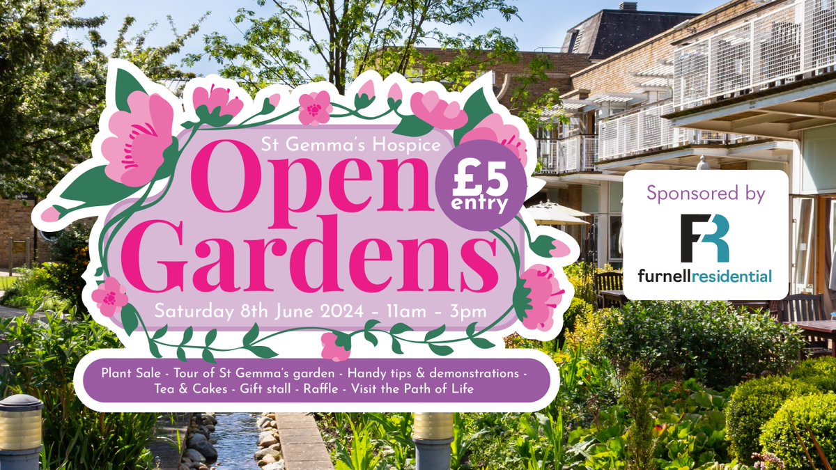 A big thank you to @FurnellProperty who are sponsoring our Open Gardens event this year! Thanks to your support, we'll be able to raise more vital funds towards patient care 💜