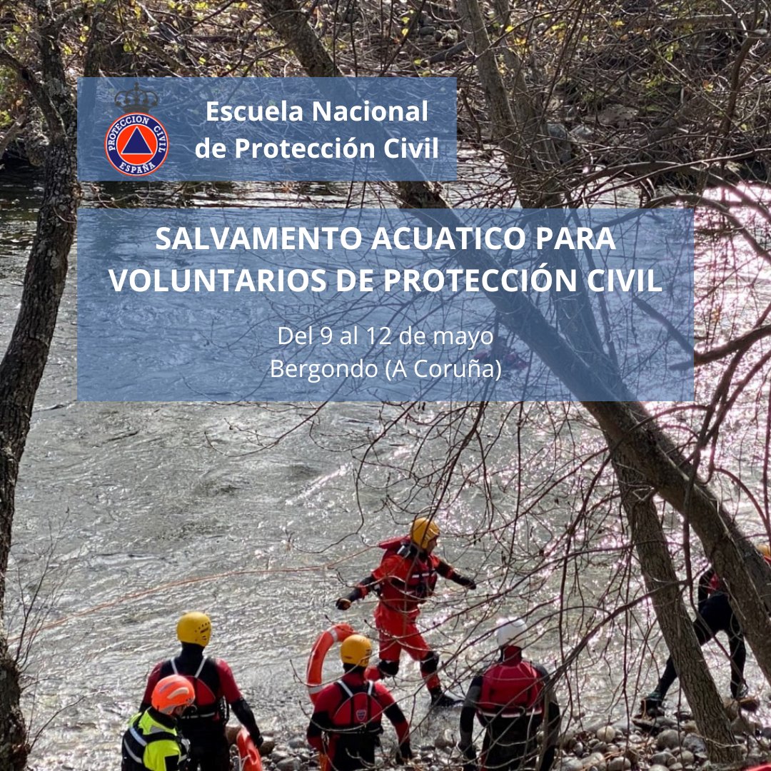 A partir del 9 de mayo tendrá lugar en #ACoruña un curso de la Escuela Nacional de @proteccioncivil @interiorgob, dirigido a #voluntarios, para adquirir mayor destreza y conocimientos suficientes en salvamento y socorrismo acuático

Oferta formativa #ENPC👉bit.ly/3ow9SH0