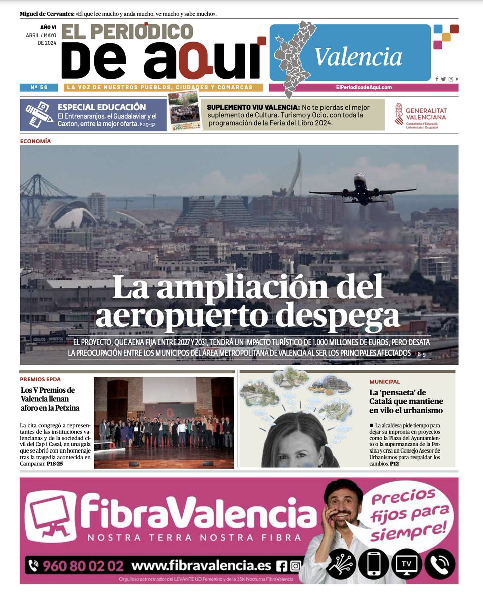 🗞️ ¿Has leído ya la última edición de @elperiodicoaqui de #Valencia, con 40 páginas? 🔵 Con toda la información municipal y el suplemento cultural de @ViuValencia. 🔴 𝐋𝐈𝐍𝐊 𝐏𝐀𝐑𝐀 𝐃𝐄𝐒𝐂𝐀𝐑𝐆𝐀𝐑 𝐄𝐍 𝐏𝐃𝐅: elperiodicodeaqui.com/ver-edicion-pa…