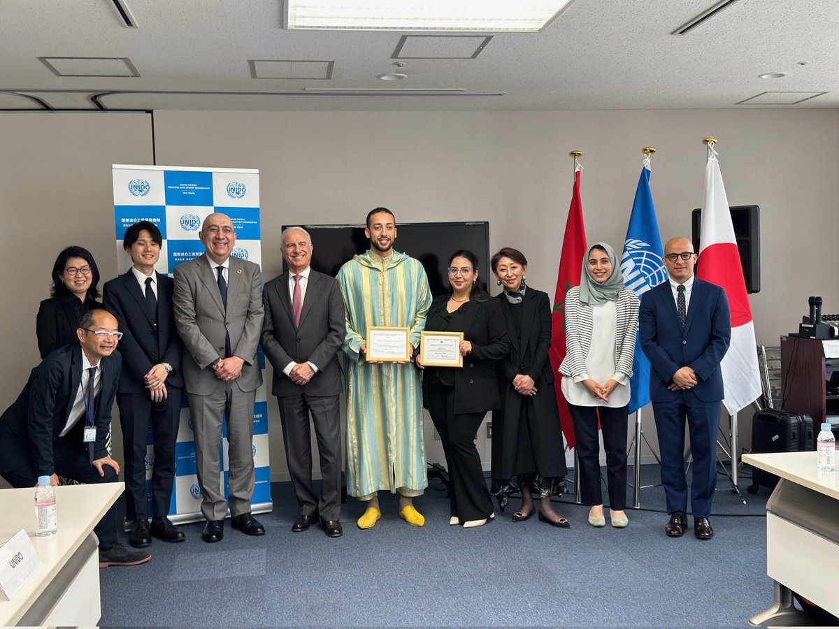 Amb Bouhlal co-chaired, with Mr Ferda Gelegen, Deputy Head UNIDO-ITPO Tokyo, the Closing Ceremony of the Train the Trainer Programme, organized by the UNIDO, with the support of METI, for Moroccan Engineers of the OFPPT, in the field of
Wastewater Management Facility Operations