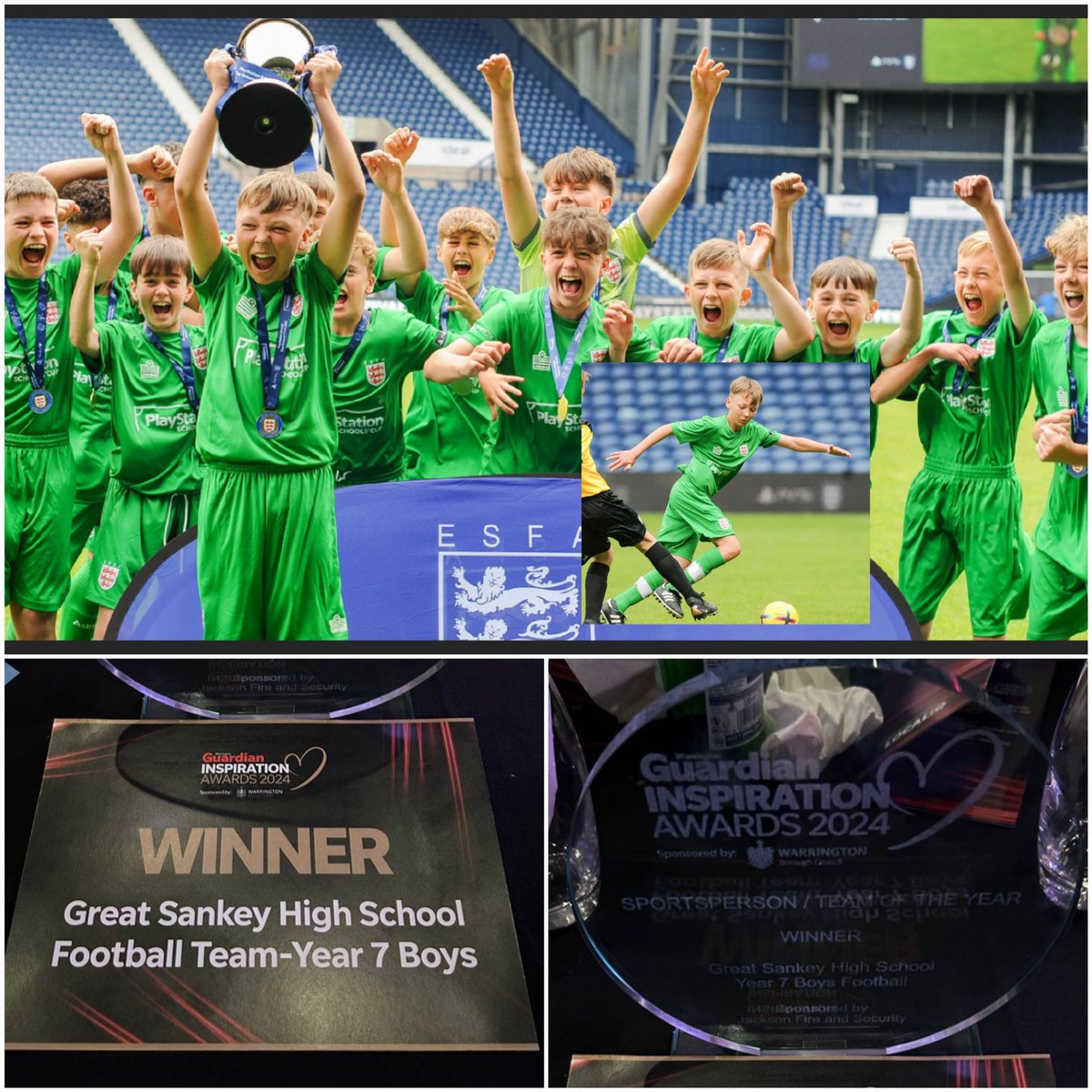GreatSankeyHS's tweet image. 🏆📷 Historic Win Alert! Our Year 8 Football Team clinches 'Warrington Inspiration Award 2024' for their groundbreaking victory in the ESFA National Cup!

Read all about it here: greatsankey.org/news/2024-04-2…… 

📷#WarringtonInspirationAward #Year8Football #ESFANationalCupChampions 📷