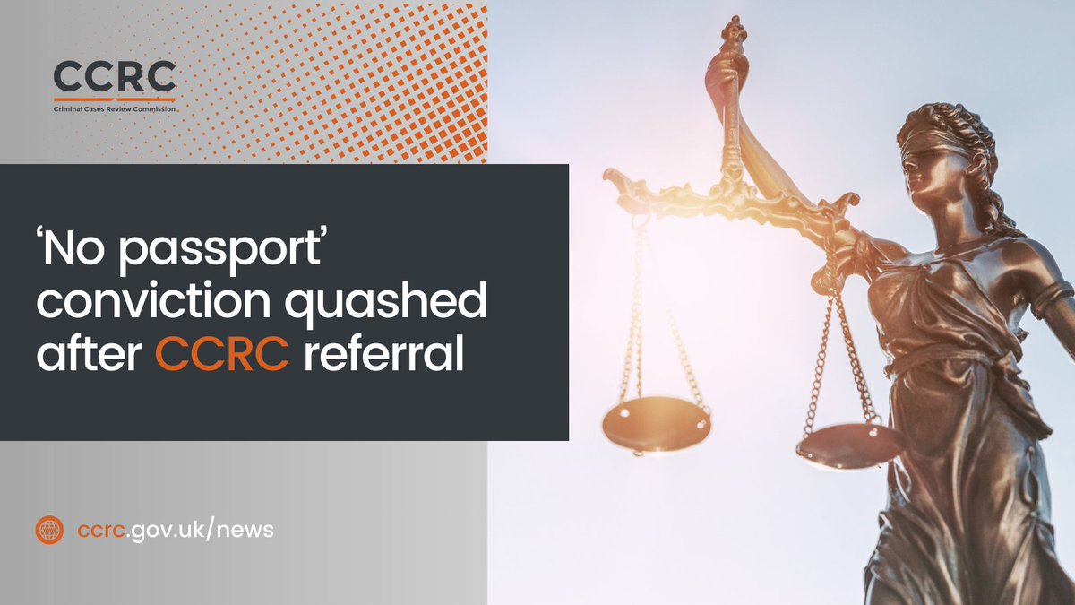 NEWS: A conviction for failure to have an immigration document at an asylum interview has been quashed after being sent back to court by the Criminal Cases Review Commission. Read more on our website 👉 ccrc.gov.uk/news/no-passpo… #conviction #crowncourt #immigration #asylum