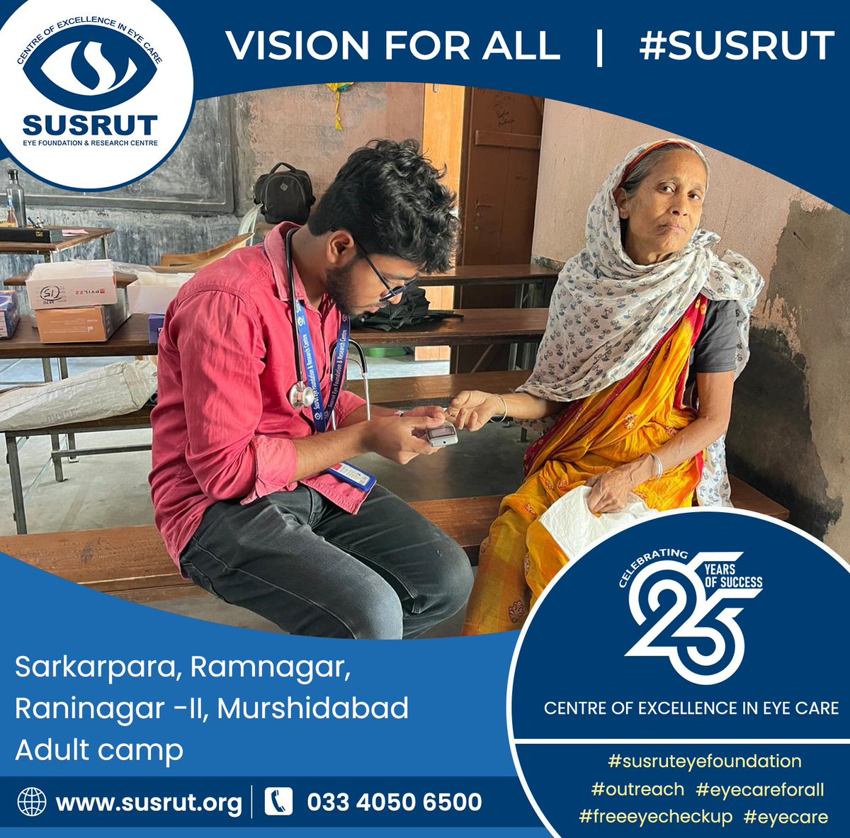 Sarkarpara, Ramnagar, Raninagar -II, Murshidabad adult camp & Diabetic Retinopathy Camp Jaynagar 12 No word Jaynagar 1 Block, South 24 parganas.
susrut.org
.
.
.
#susrut #susruteyefoundation #eyecamp #visioncentre